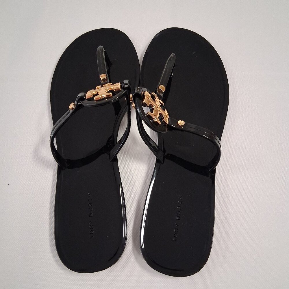Tory Burch Women’s Miller Patent Thong Sandals – Black, Size 8 Medium - Picture 2 of 7